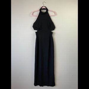 Carmen Marc Valvo black maxi cut out body evening dress size 10